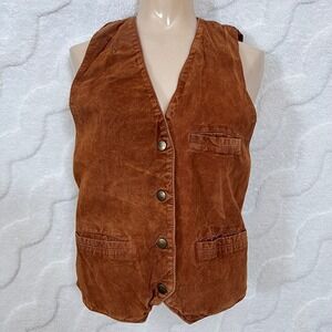 Don't Stop Vintage Leather Suede Vest Western Indie Boho Sleeveless Jacket M